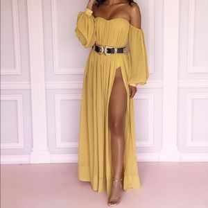 House of CB - Marlena Mustard Chiron Dress